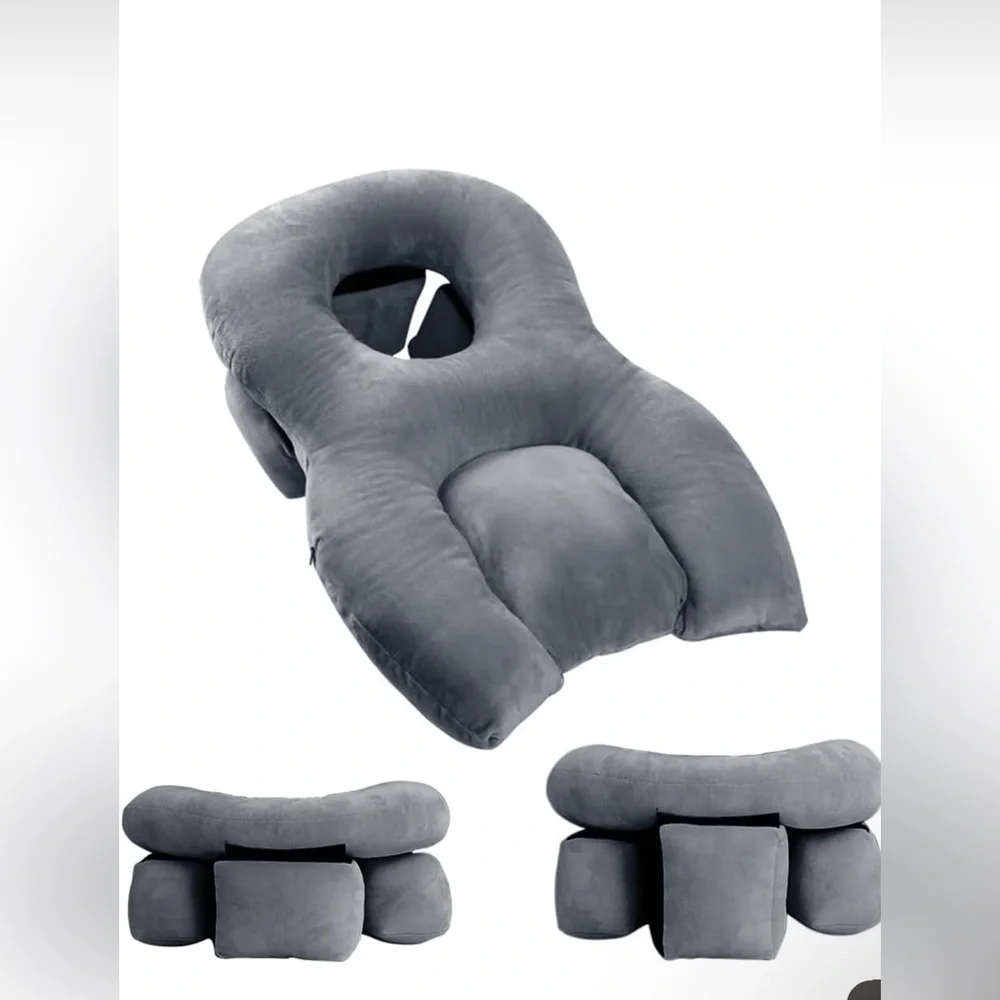 Auliaory Face Down Pillow After surgery, Gray U-Shaped Travel Pillow